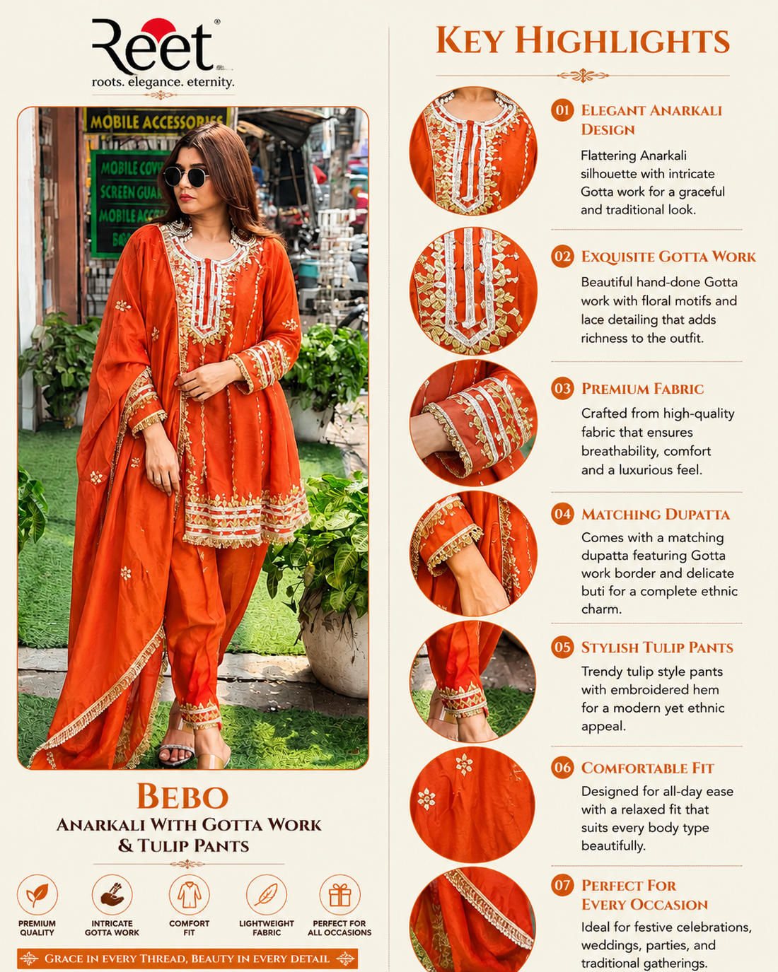 Bebo Anarkali with Gotta Work & Tulip Pants