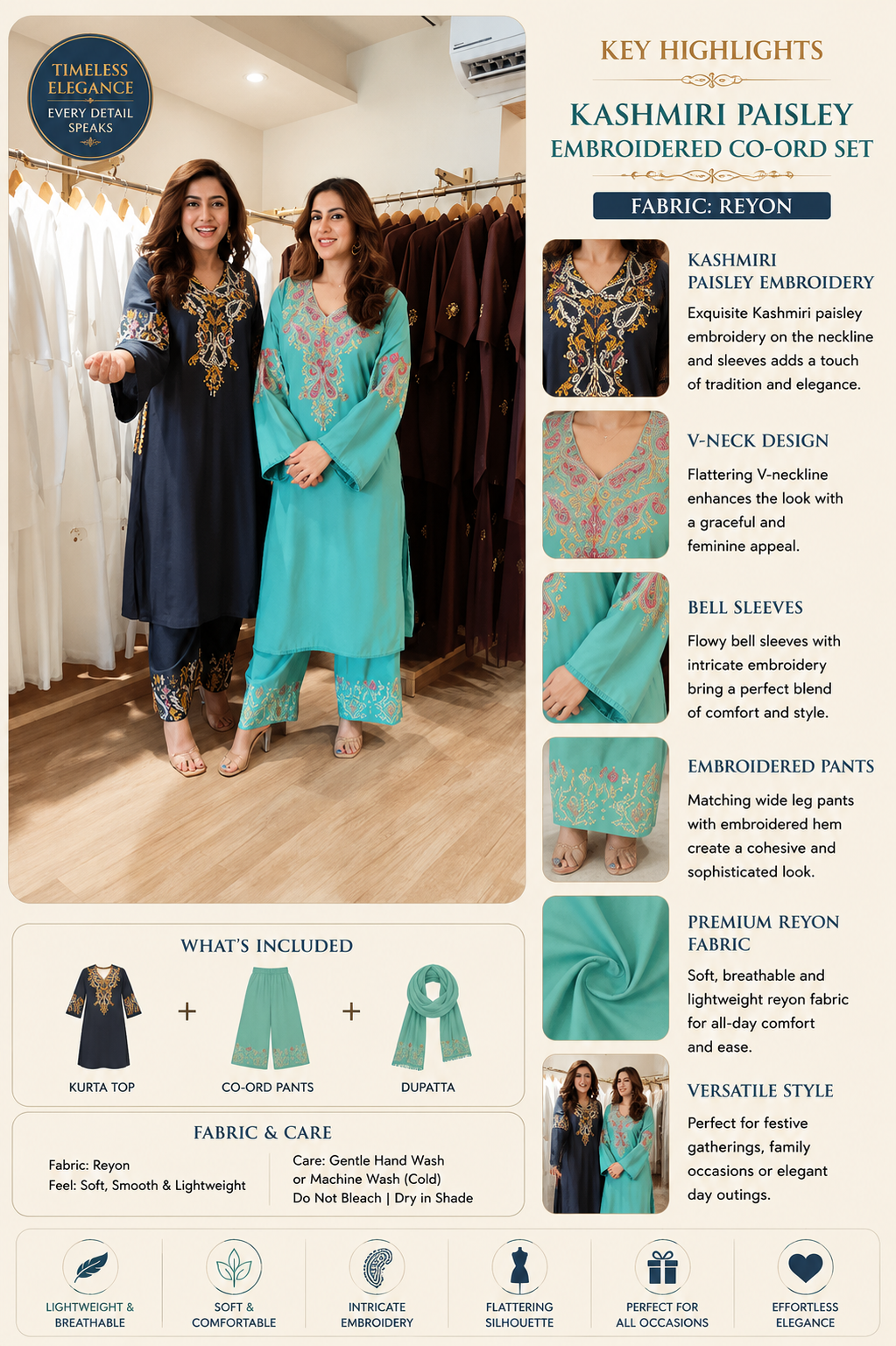 Kashmiri Paisley Embroidered Co-Ord Set