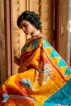 Kesari Batik Mulberry Saree