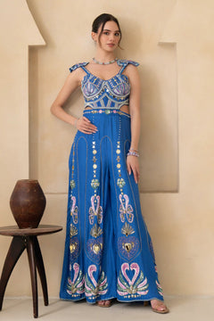 Blue Handwork Jumpsuit
