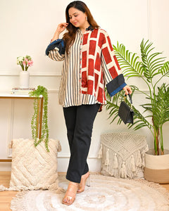 Caramel Bloom Muslin Silk Shirt