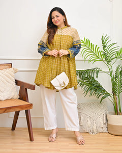 Bloom Lotus Mul Chanderi A-Line Tunic