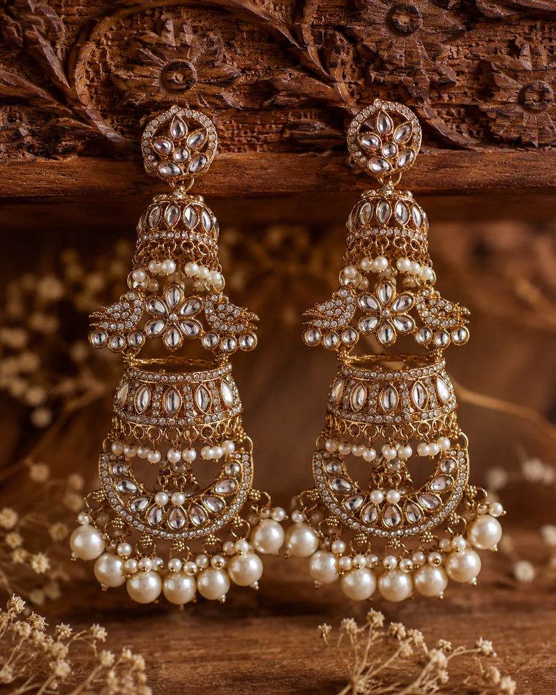 Gulrukh Kundan Pearl Earrings