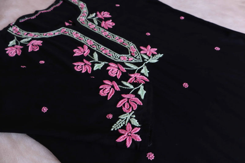 Black and Baby Pink Modal Kurta Set