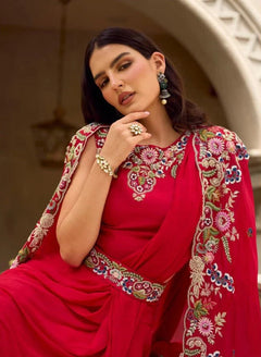 Meher Midnight Georgette Embroidered Indo Western Lehenga