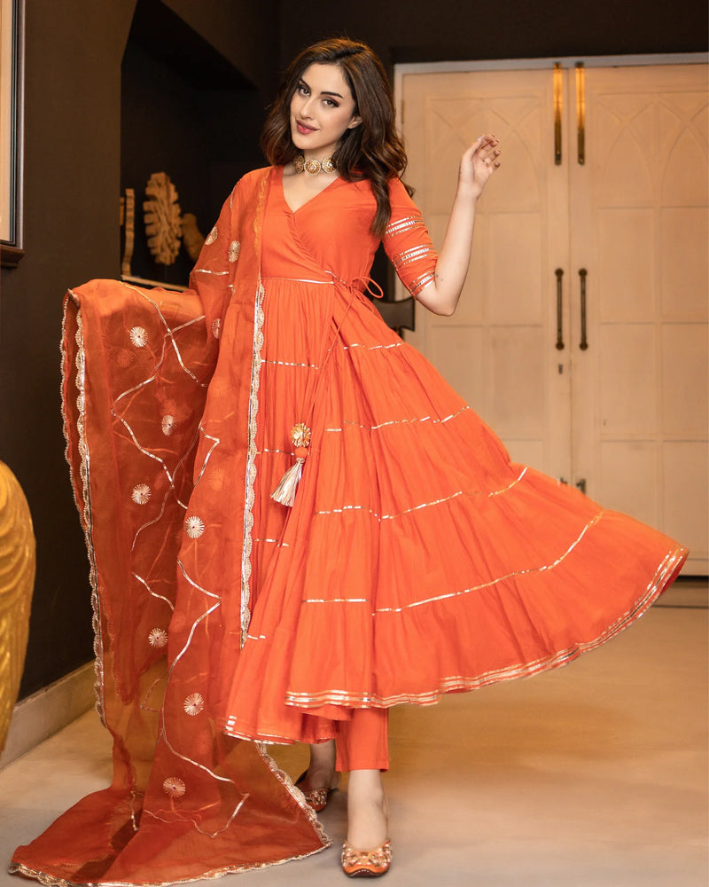 Noor Saffron Festive Anarkali Suit Set