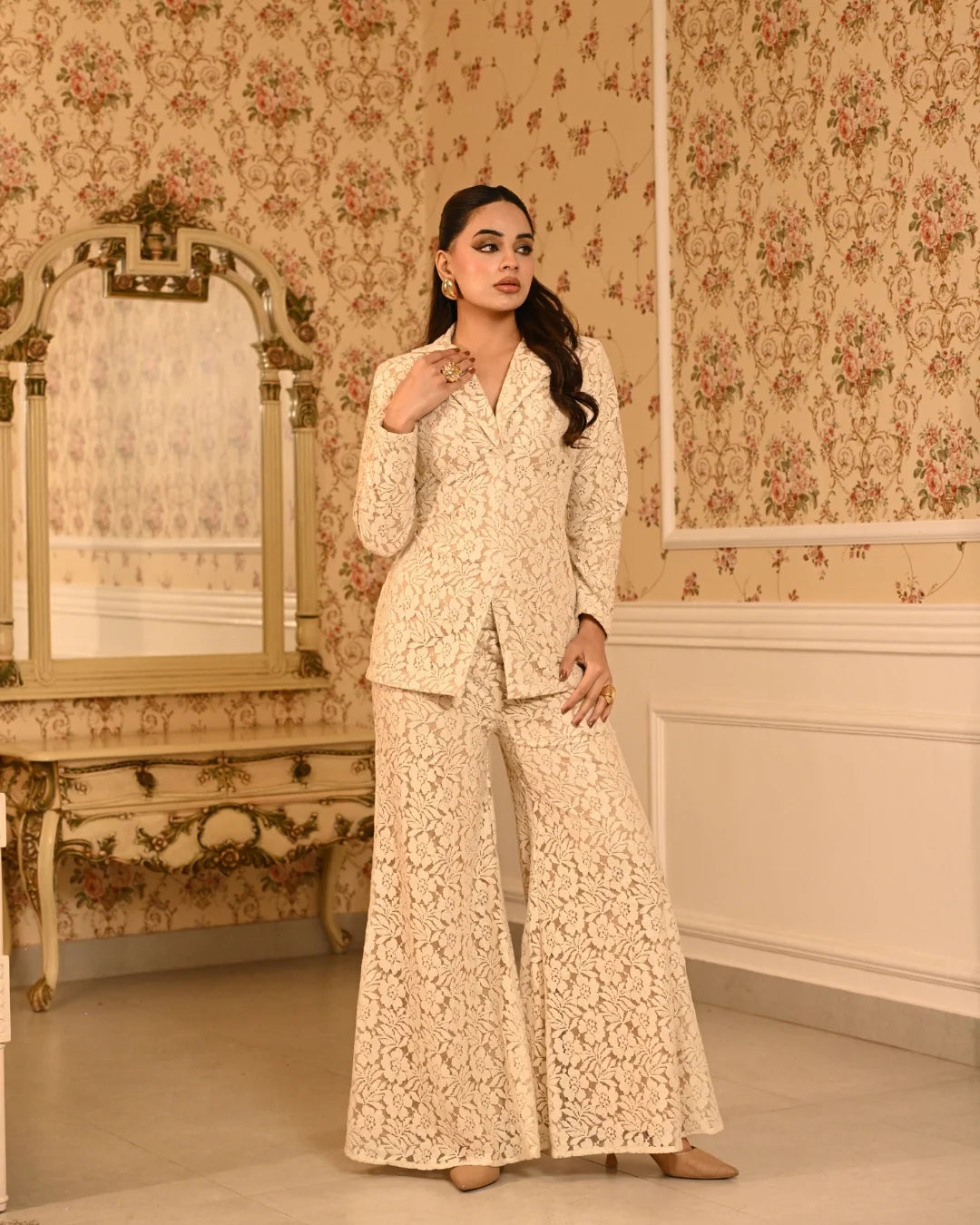 Ivory Lace Blazer Co-ord Set