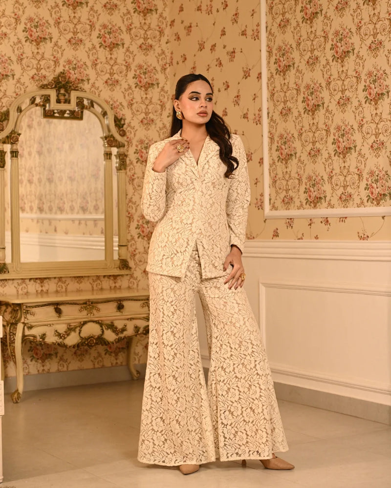 Ivory Lace Blazer Co-ord Set