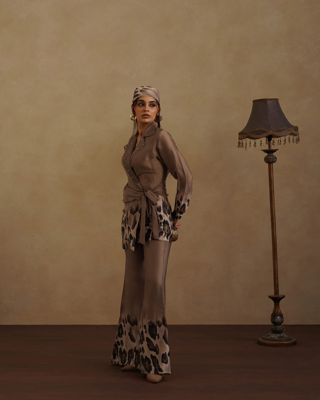 Leopard Blazer  with Free Bandana Set