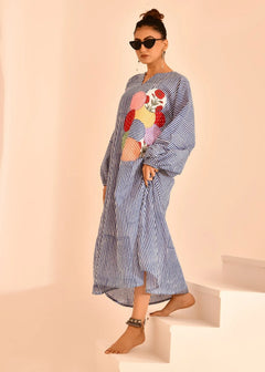 Noor Rangrez Striped Cotton Patchwork Dress