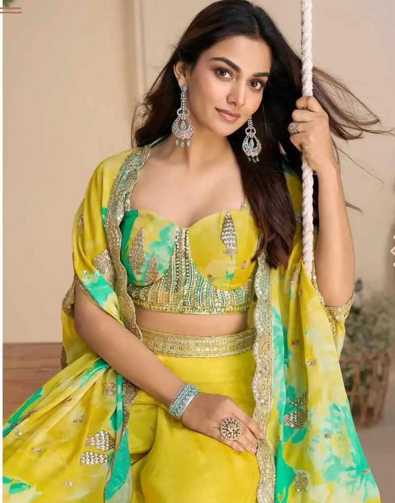 Noor Elara Real Chinnon Silk Indo-Western Suit