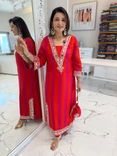 Rani Rangrez Mirror Kurta Set with Potli