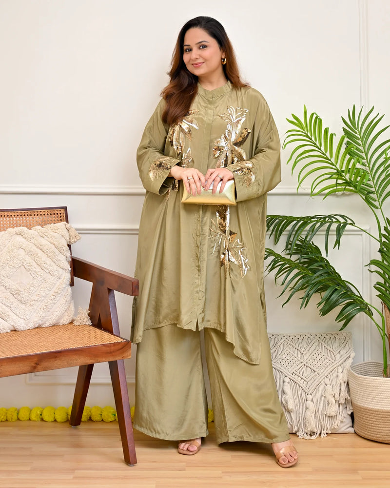 Kashvi Olive Embellished Co-ord Set