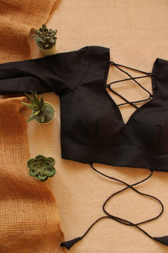 Black Blouse Padded Backless