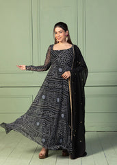 Bandhani Asymmetric Neck Anarkali with Dupatta