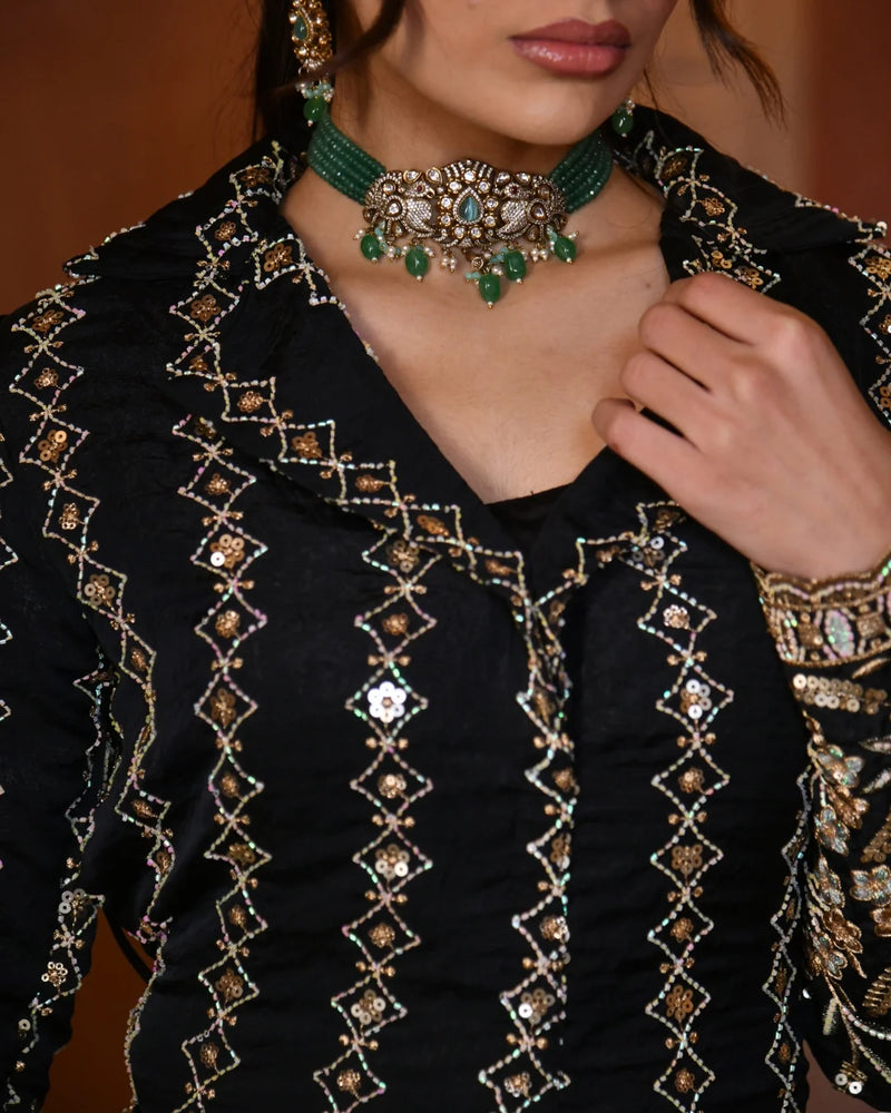 Copper Luxe Embroidered Blazer Co-Ord Set