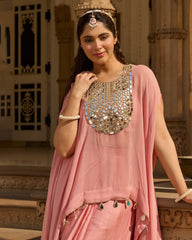 Urban Peach Solid Satin Coord Set