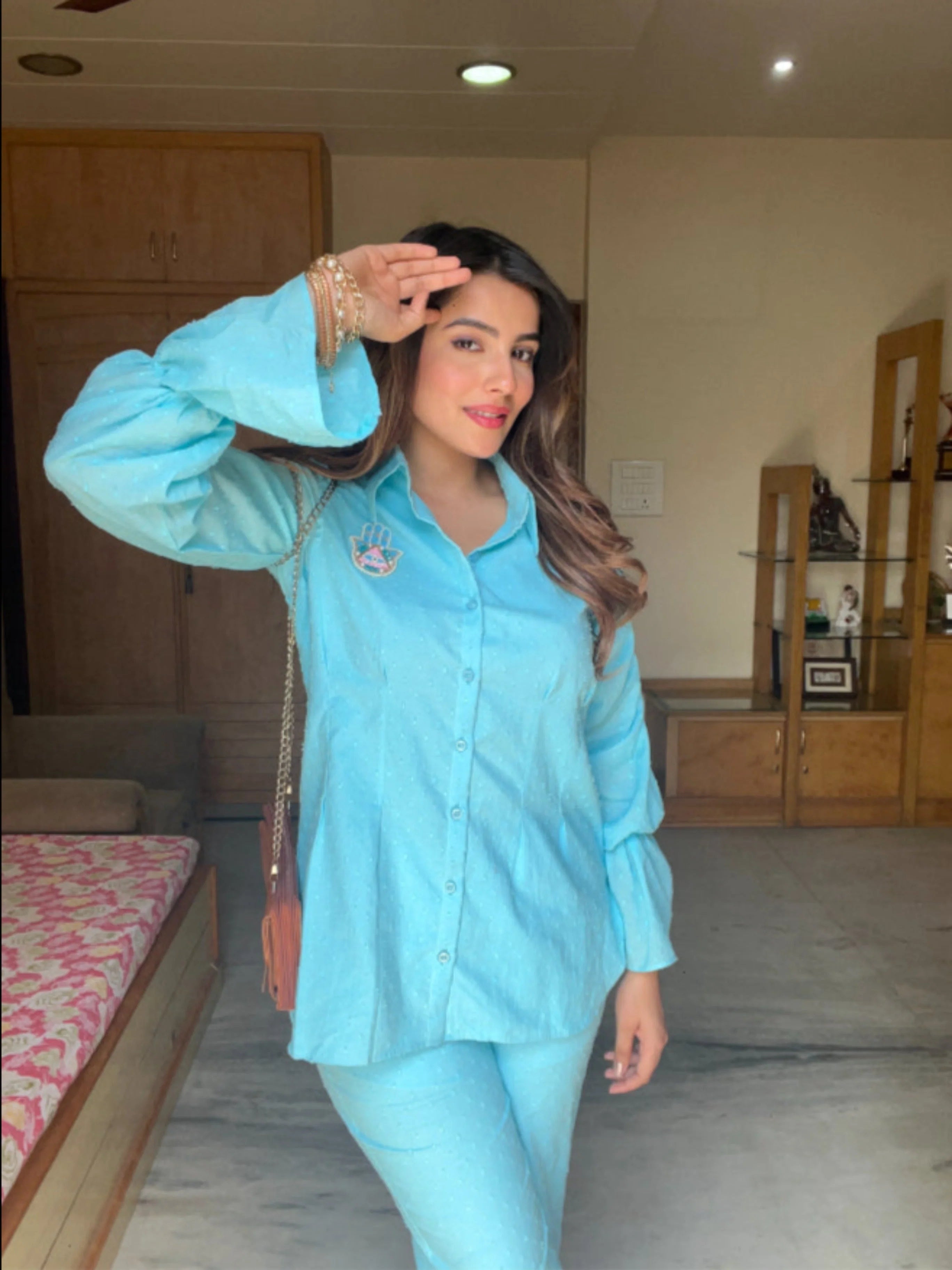 cotton textured co-ord set for women