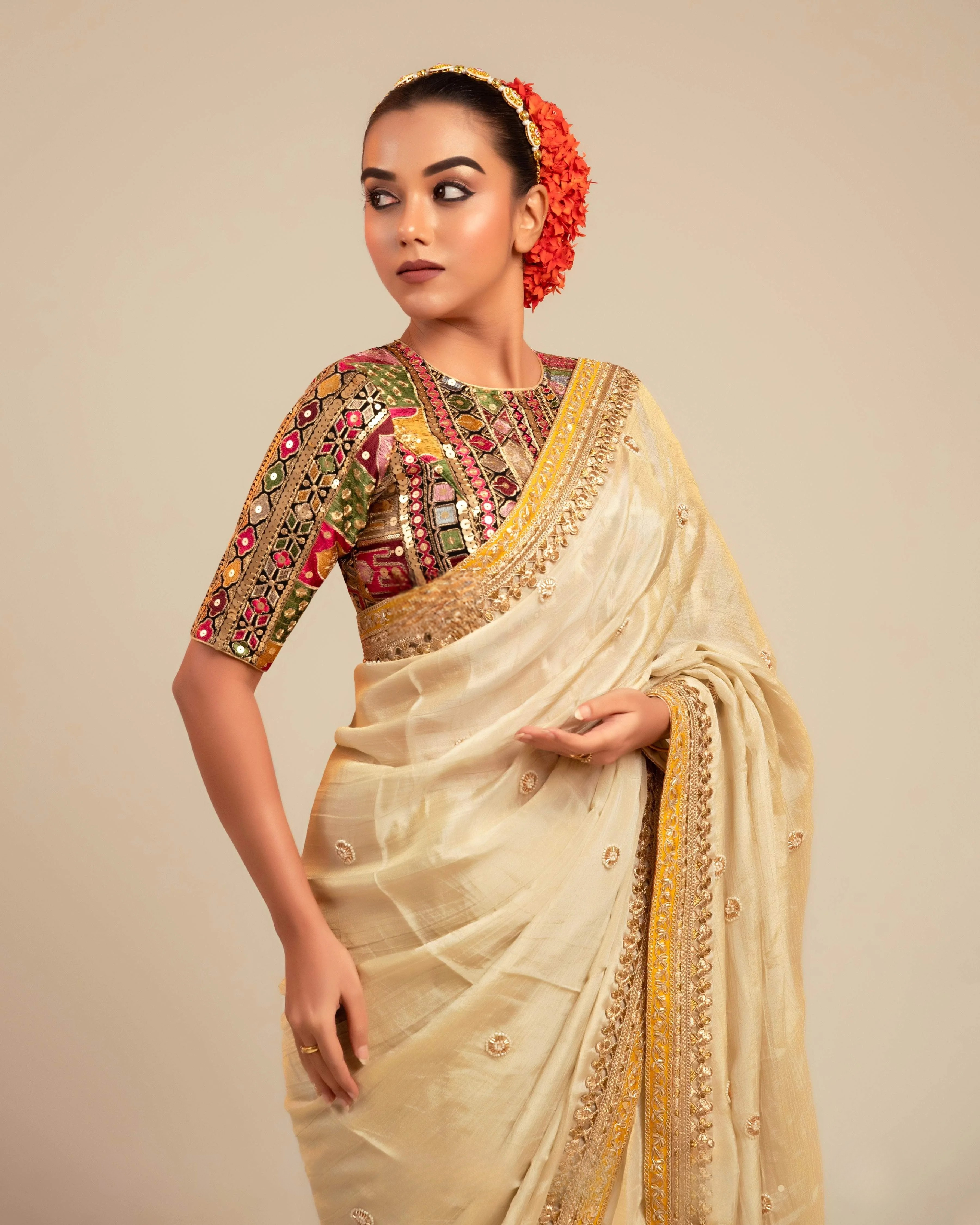 Georgette Multicolor Embroidered Edge Blouse