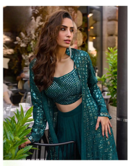 Georgette Embroidered Jacket Suit Set