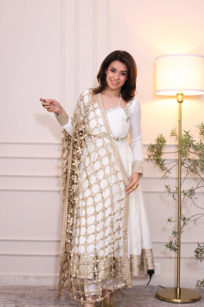 Pearl Majesty Anarkali Set with Dupatta – By Reet Lifestyle