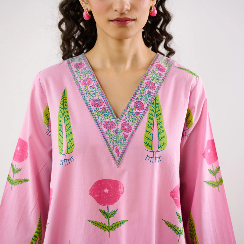 Begum’s Bagh Printed Co-ord Set in Baby Pink- By Reet Lifestyle