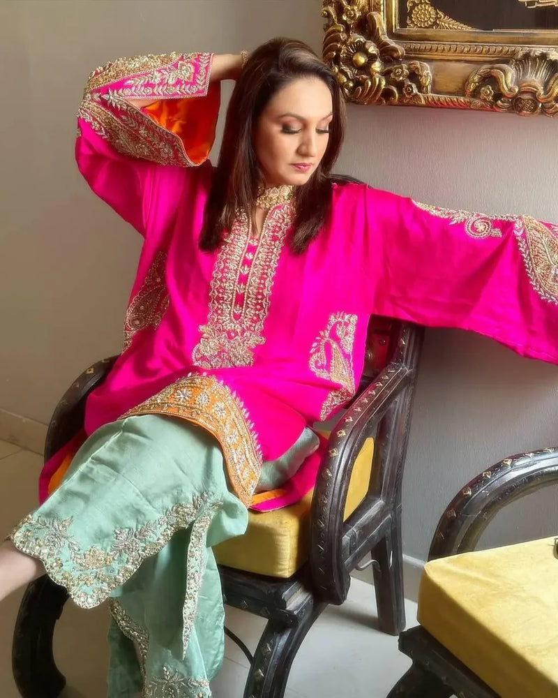 Heavy Chinon Sequence Kurti Palazzo Set – By Reet Lifestyle