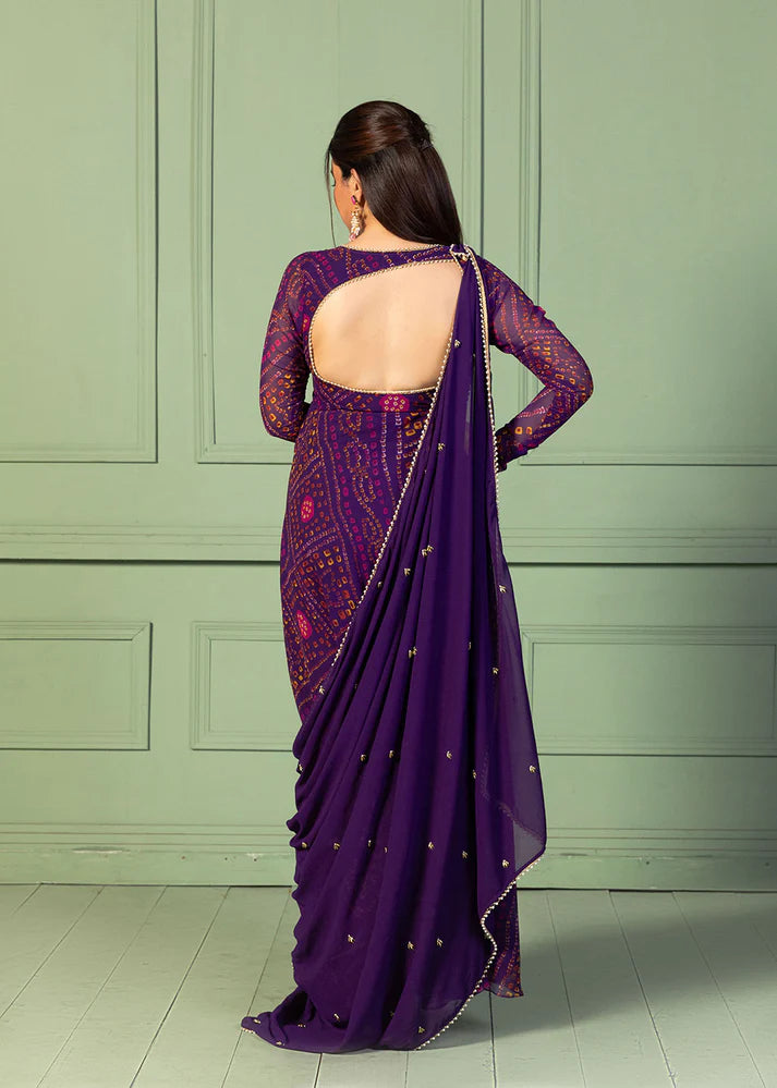 Bandhani Asymmetric Neck Anarkali with Dupatta