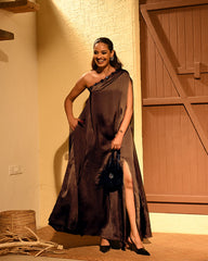 Armani Satin Mocha Sage Kaftan
