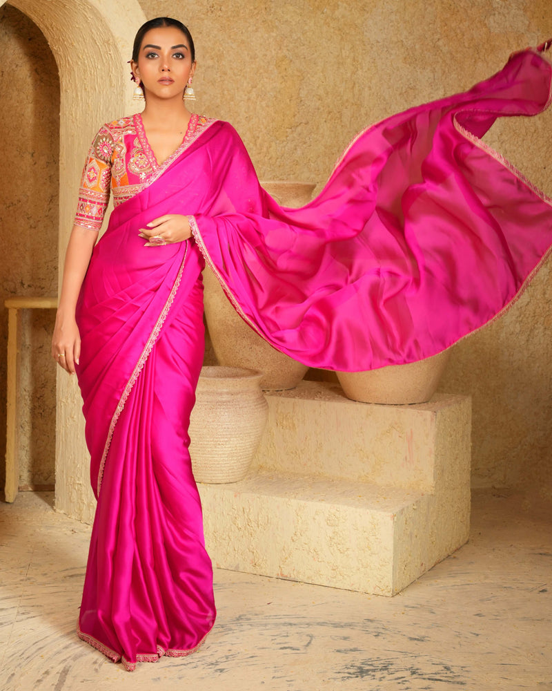 Traditional saree with modern touch