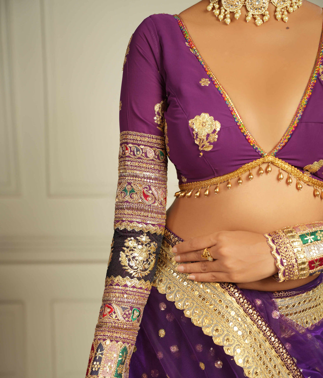 Zari and sequins work saree