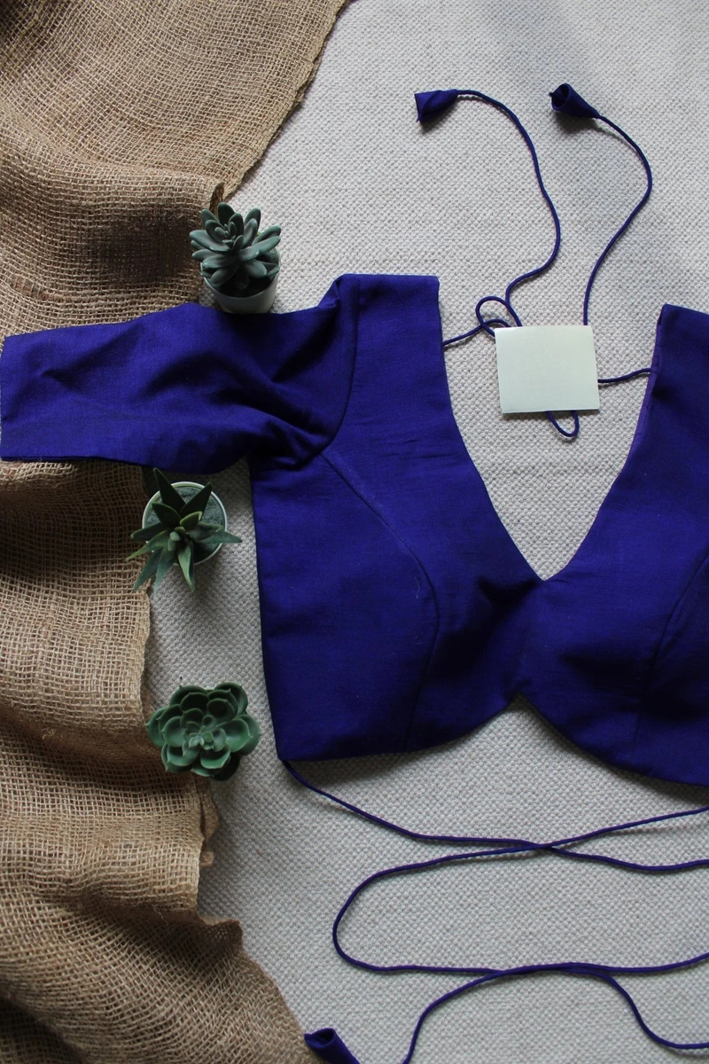 Blue Blouse Shadow Padded Cotton Blouse