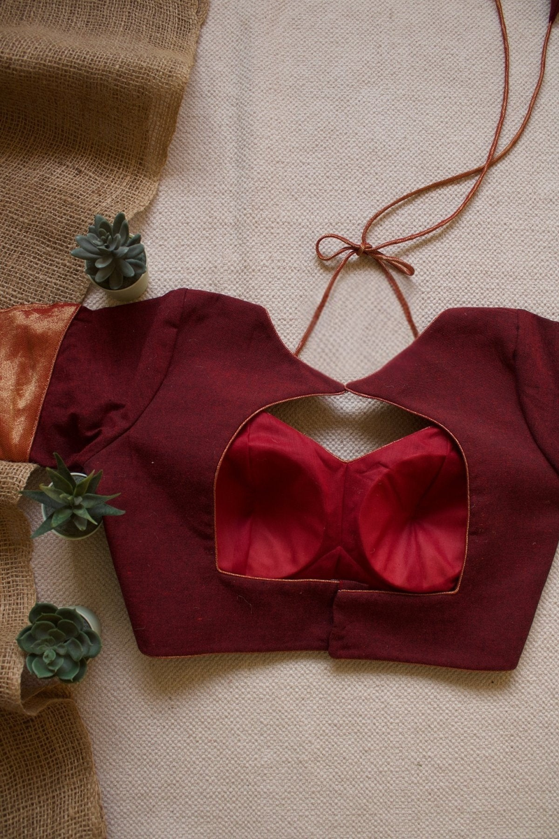 Maroon Zari Cotton Blouse