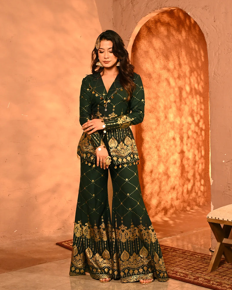 Copper Luxe Embroidered Blazer Co-Ord Set