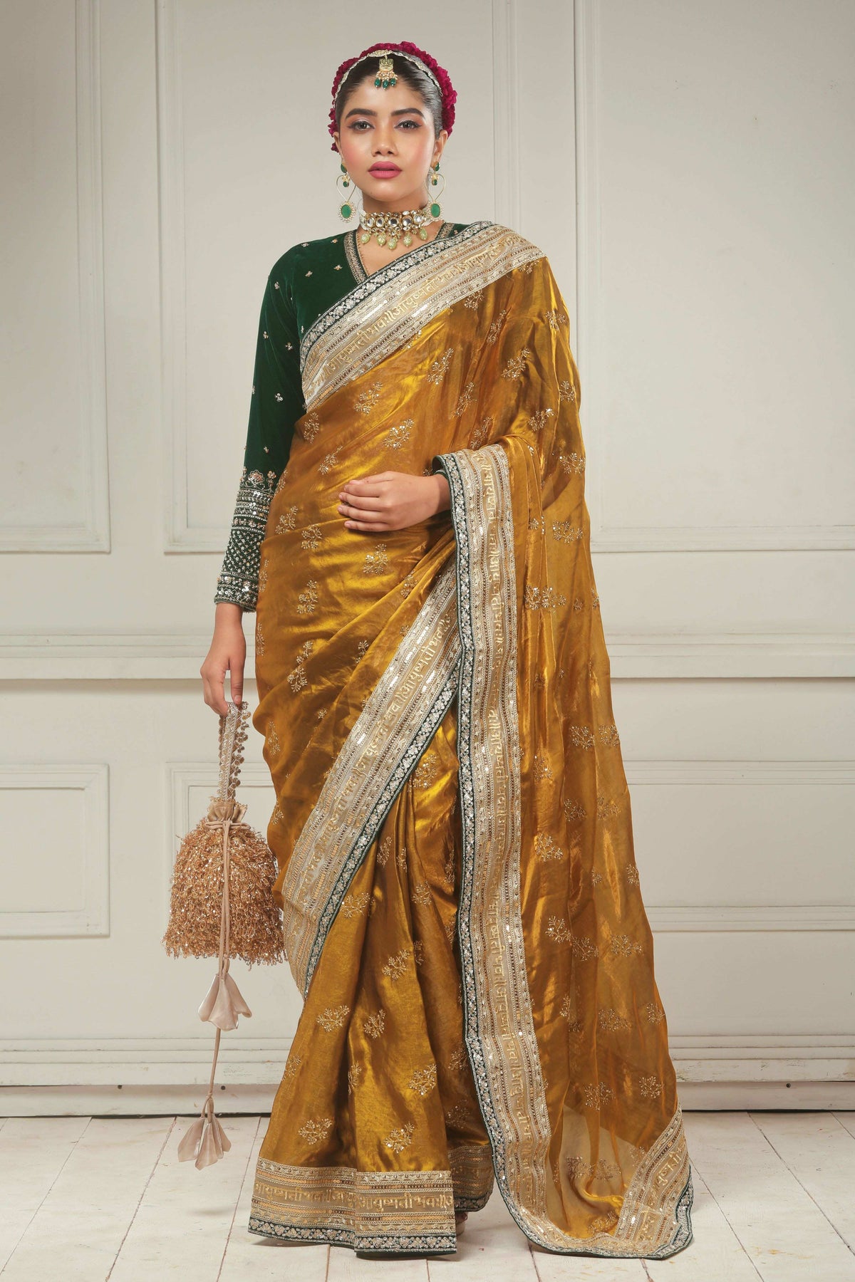 SUNEHARI SILHOUETTE SAREE WITH GARDEN GRANDEUR BLOUSE