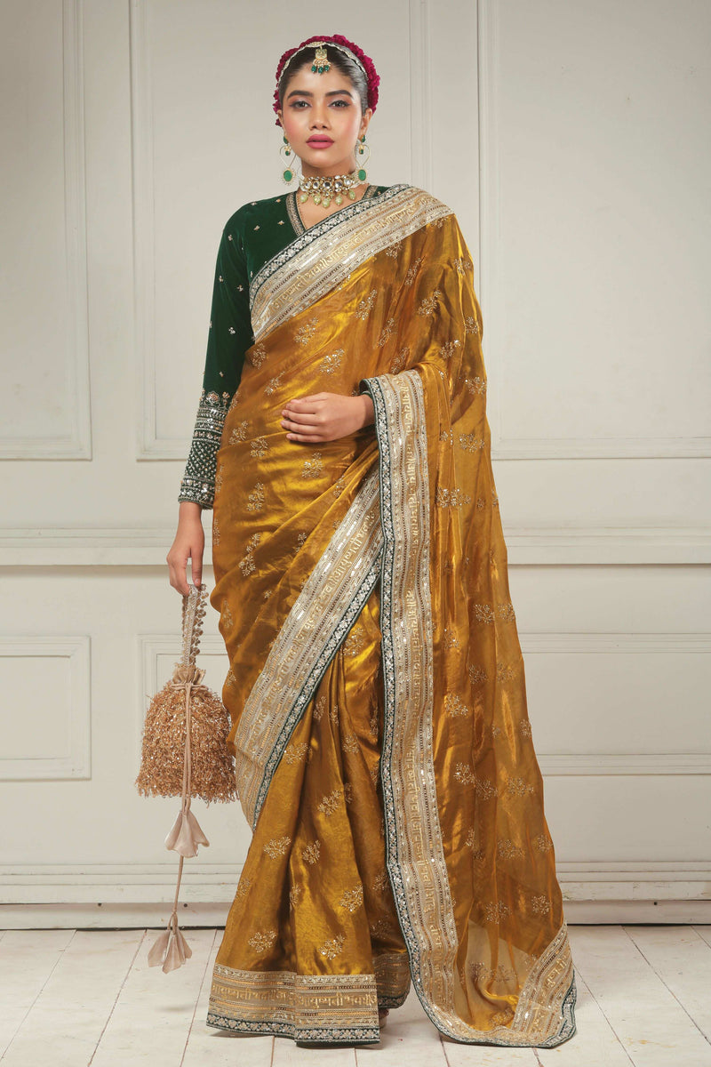 SUNEHARI SILHOUETTE SAREE WITH GARDEN GRANDEUR BLOUSE