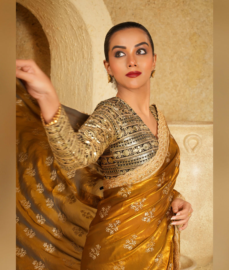 Black and gold georgette blouse