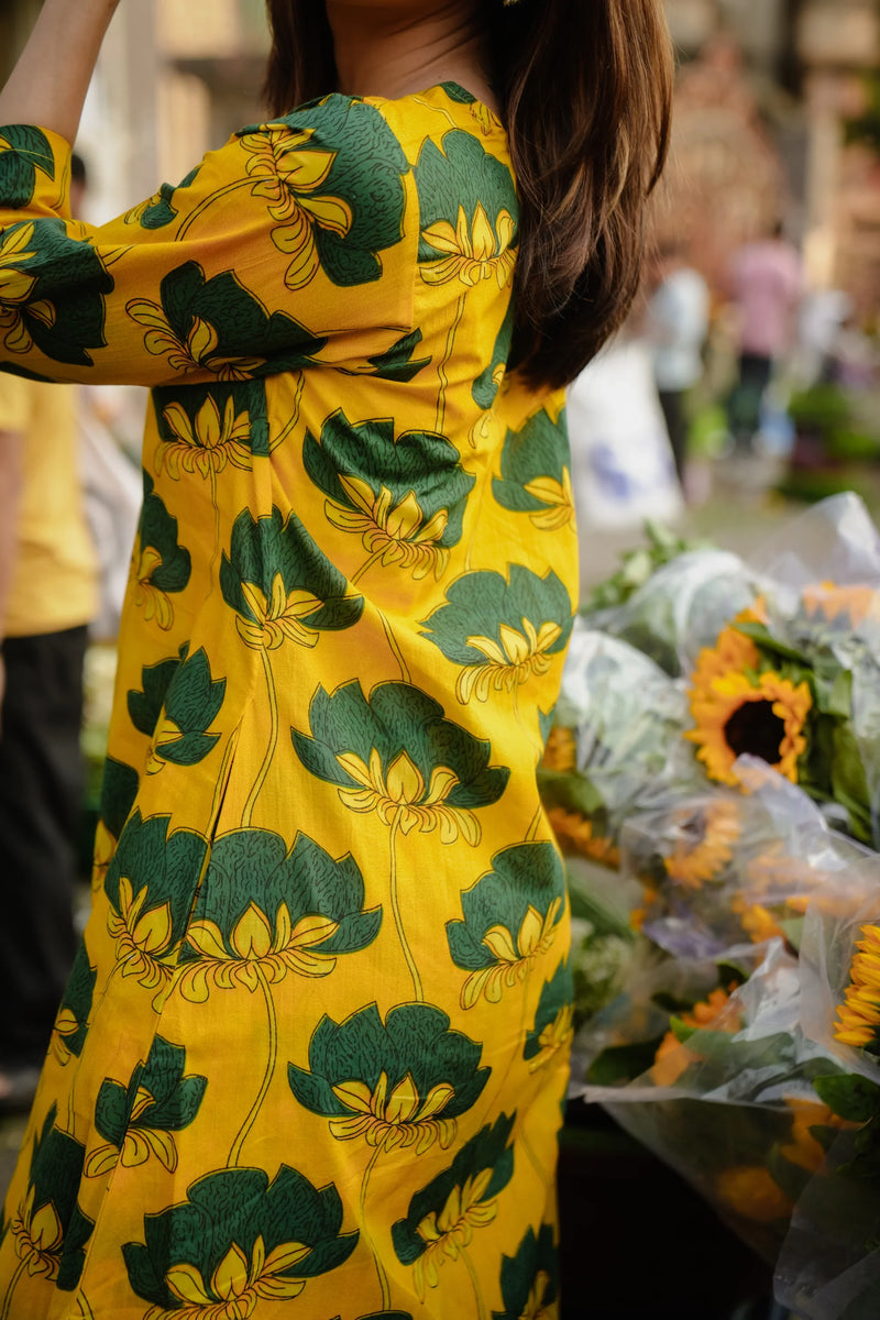 Saina Yellow A-Line Suit Set- By Reet Lifestyle