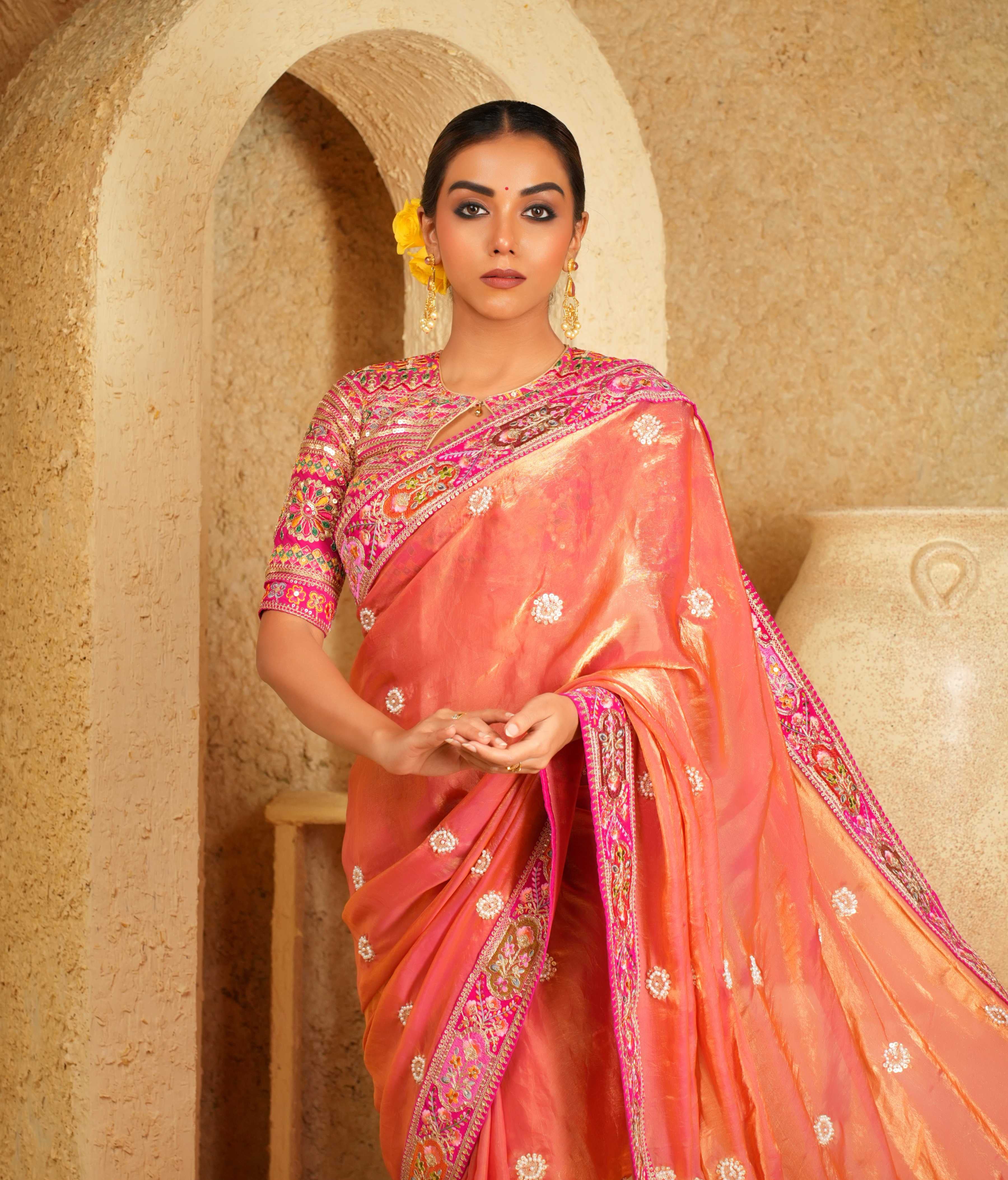 Embroidered blouse with zari work