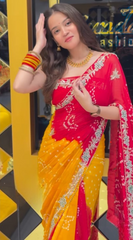 Vibrant Indian Saree & Gold Jewelry