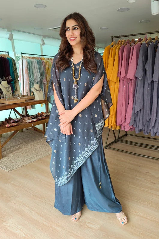 Noir Jamdani 4-Piece Kaftan Co-Ord Set