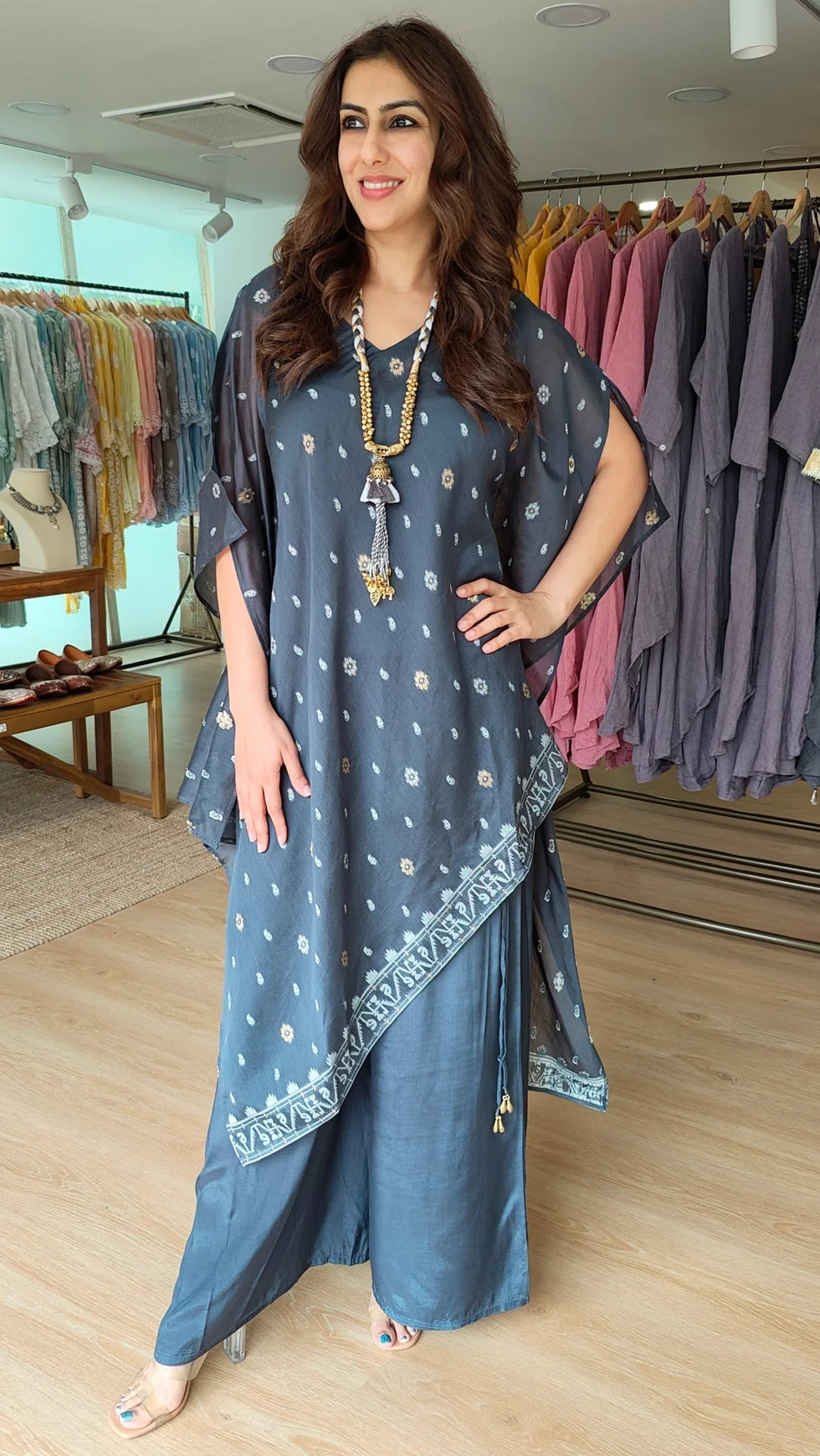 Noir Jamdani 4-Piece Kaftan Co-Ord Set