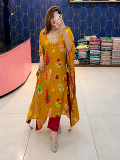 Sunlit Bloom Digital Printed Kaftan