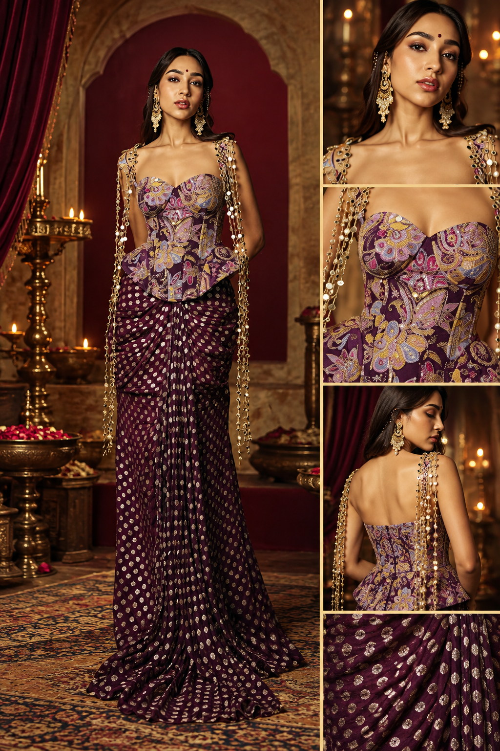 Shahi Ada Purple Embroidered Corset Top