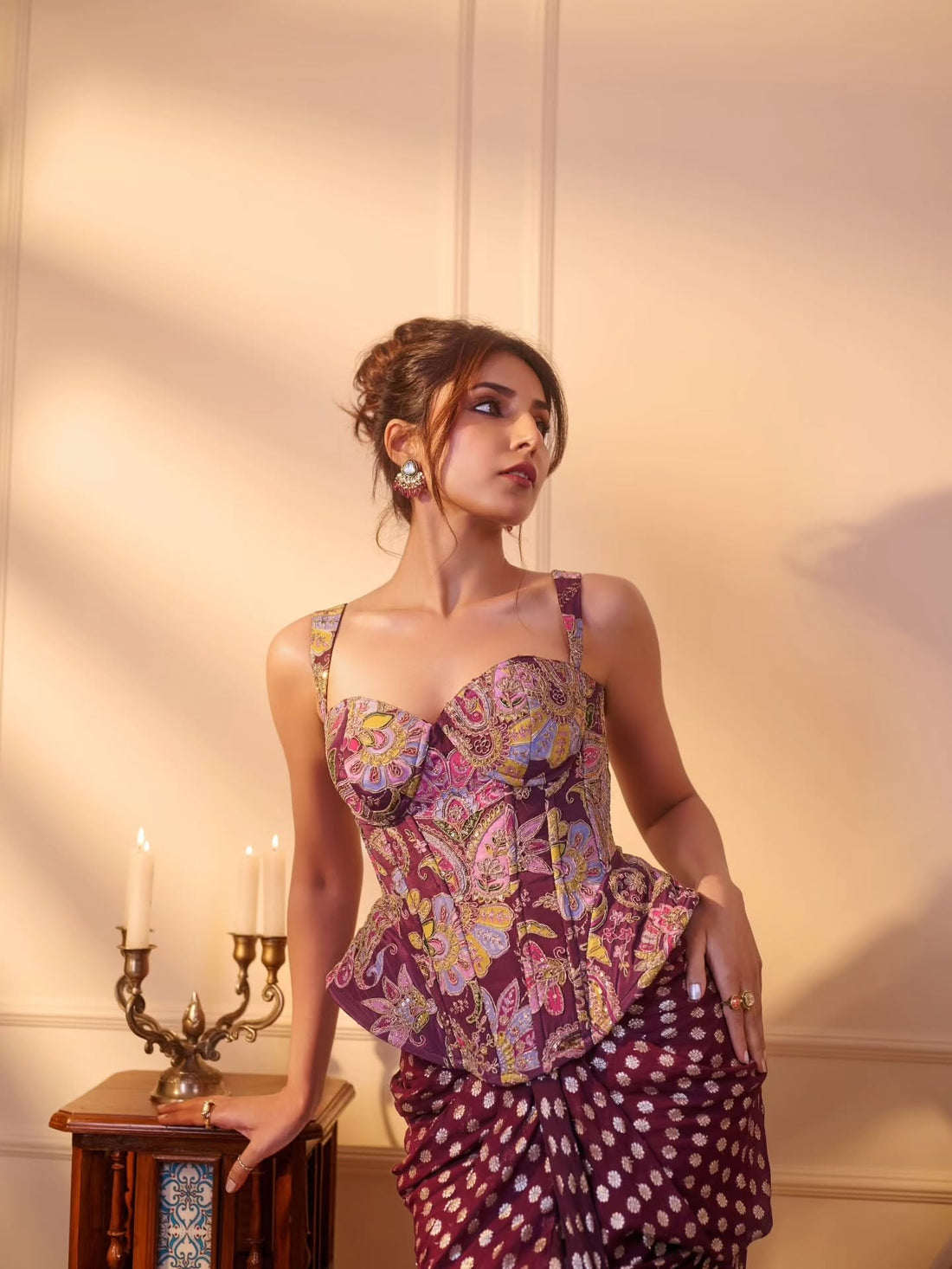 Shahi Ada Purple Embroidered Corset Top