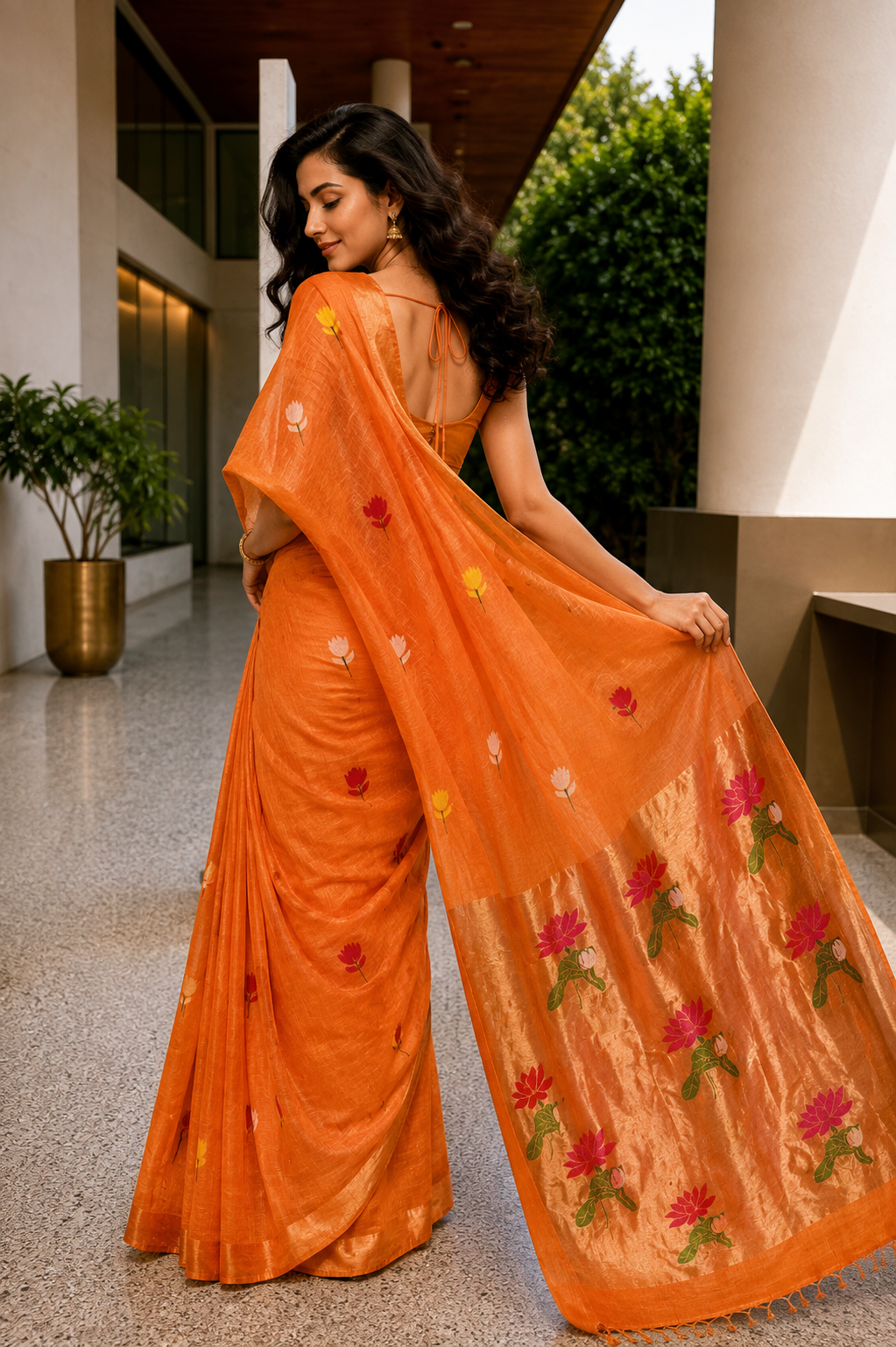 Rajvanshi Silk Linen Jamdani Saree