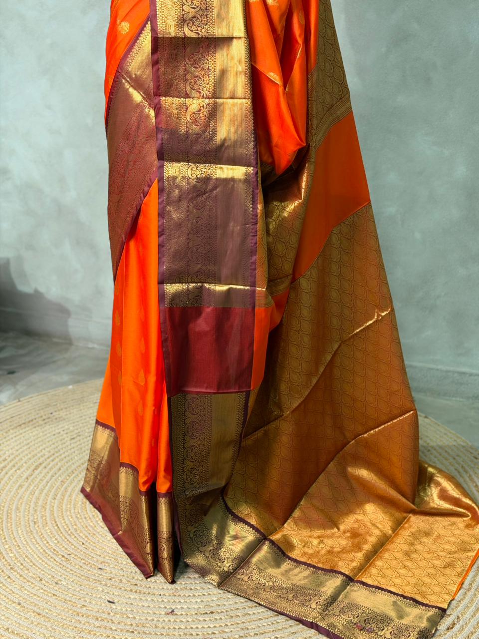 Kesariya Banarasi Silk Saree