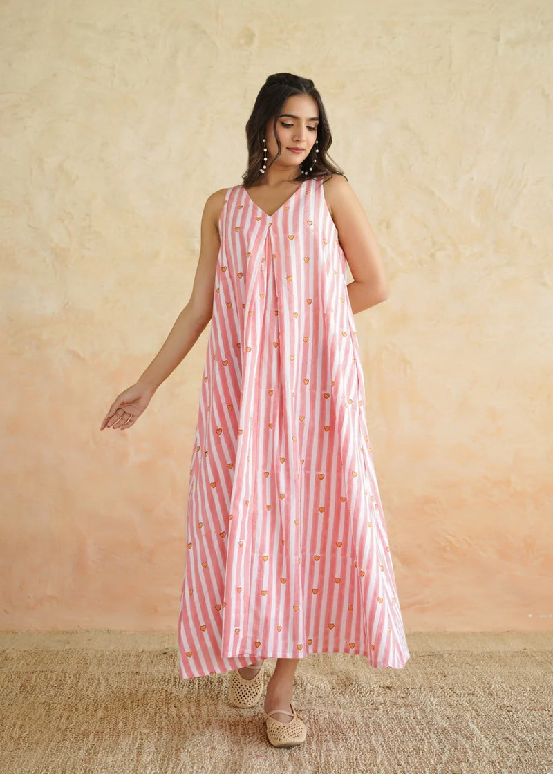 Noor Rasna Striped Cotton Maxi Dress