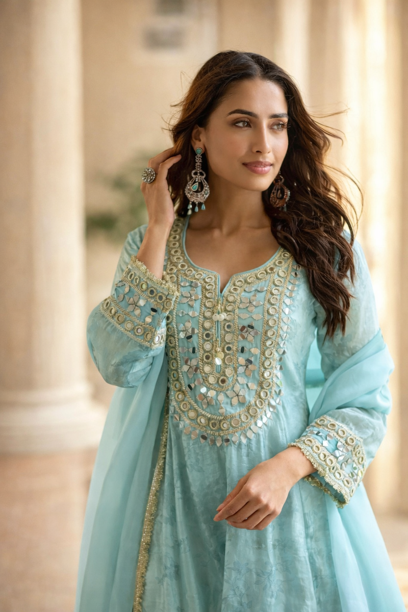 DESIGNER MIRROR PREMIUM SILK SALWAR SUIT