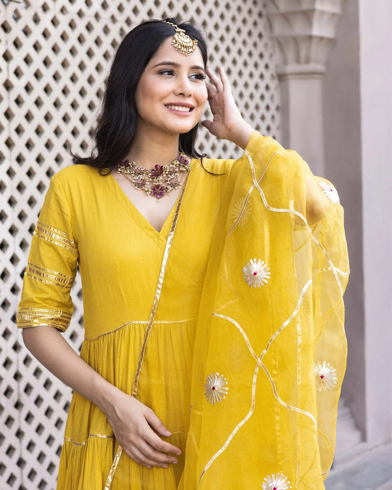 Noor Saffron Festive Anarkali Suit Set